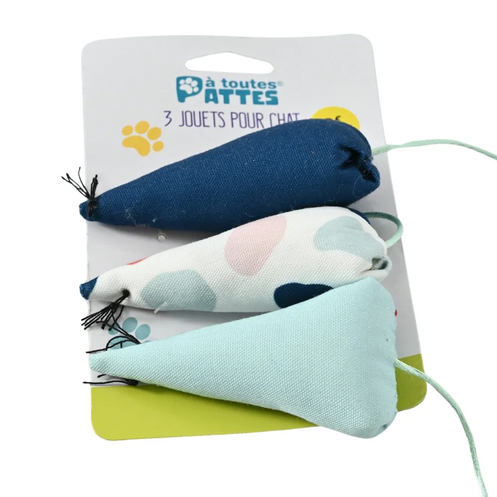 27 Sets/Carton 3PCS Cat Toys Mouse Shaped Interactive Kitten Toys Durable Fabric Chew Teaser Toys for Indoor Cats