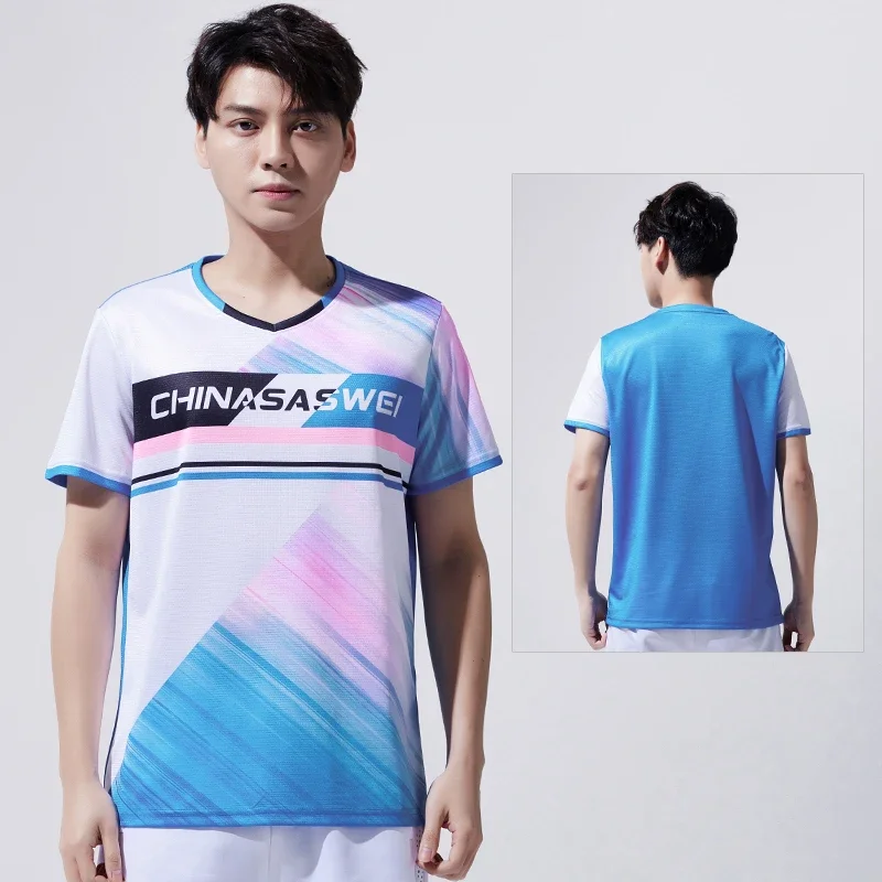 Conjunto de jersey de Bádminton de manga corta para hombre y mujer, uniforme de entrenamiento deportivo transpirable de secado rápido, personalizado para compe