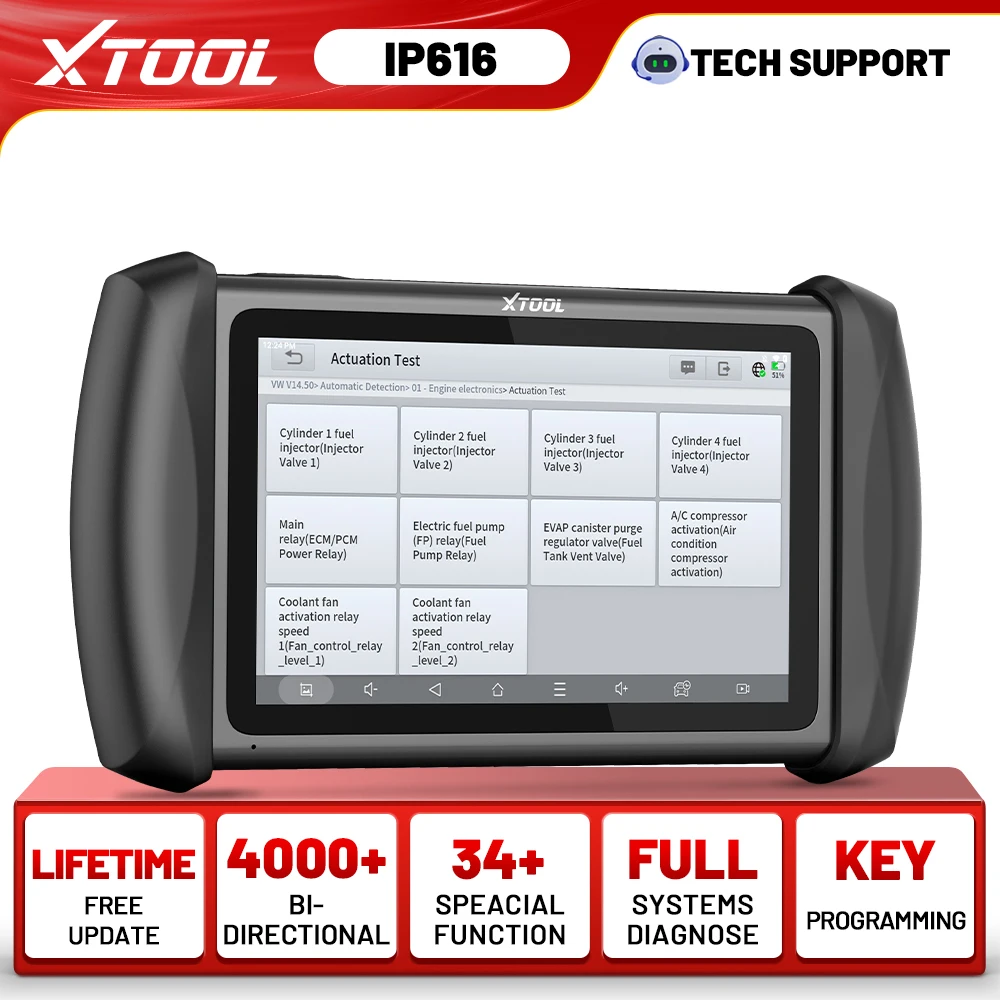 XTOOL InPlus IP616 Bi-Directional Control Scan Tool All System Diagnostic With 34+ Resets ECU Configuration Free Lifetime Update