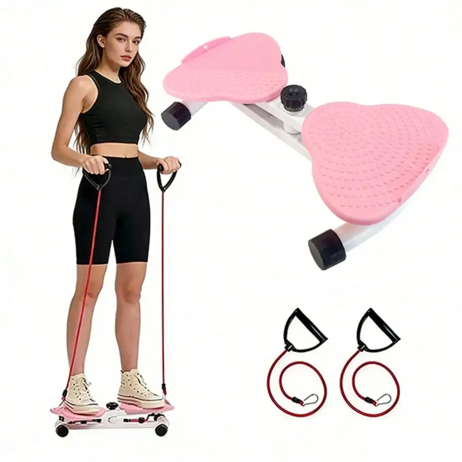 2 In 1 Swing Stepper With Resistance Bands, Portable Home Fitness Equipment For Leg & Glute Workout, Quiet Mini Stepper Machine,Abs Workout For Slim Waist And Core Ab Exercise, Noiseless Home Gym Equipment For Women Men