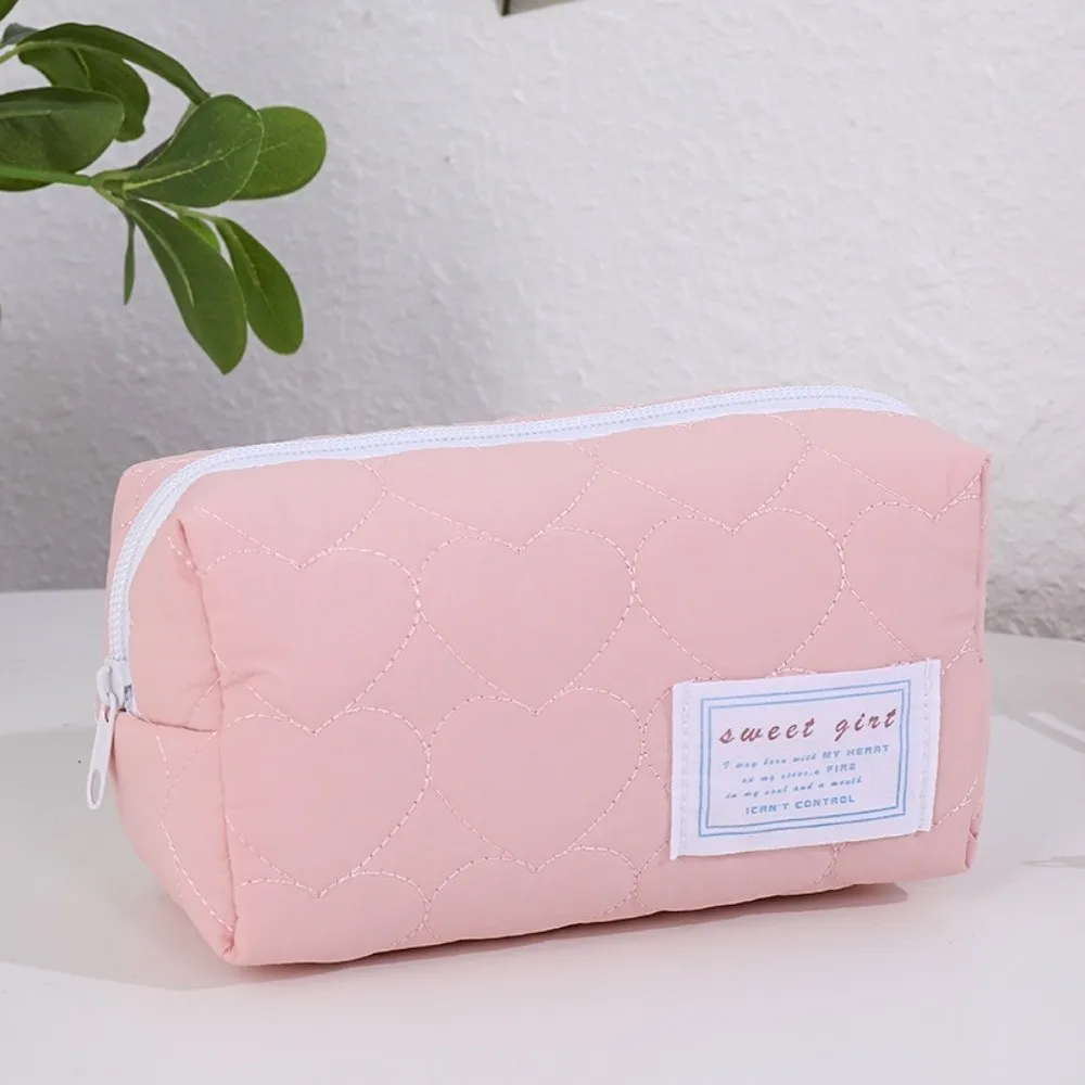 Multi Plaid Pattern Quilted Cosmetic Bag Large Capacity Heart Polka Dot Design Makeup Pouch Multifunctional Travel Cosmetic Case