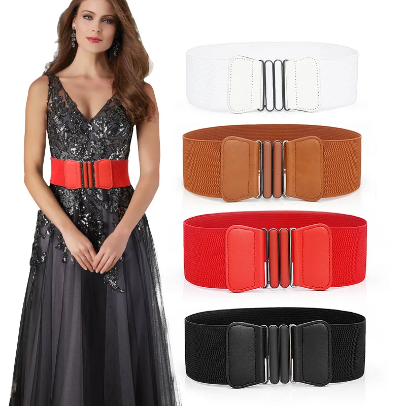 Fashion Brand Waist Belts Women Lady Cummerband Solid Stretch Elastic Wide Belt New Dress Adornment For Women Waistband