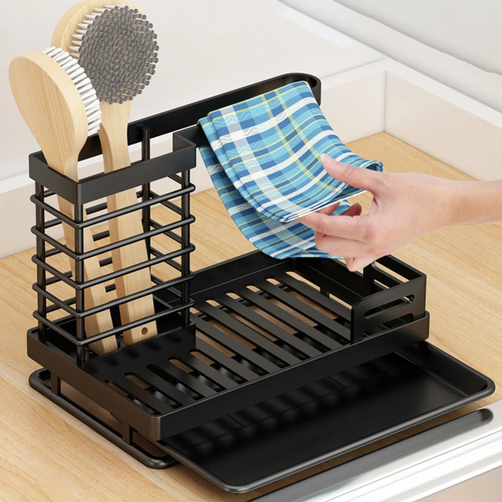 

Dish Towel Holder Kitchen Sink Organizer Rack with Drainage Function Countertop Sponge Storage Keeps Counter Tidy and Clutter
