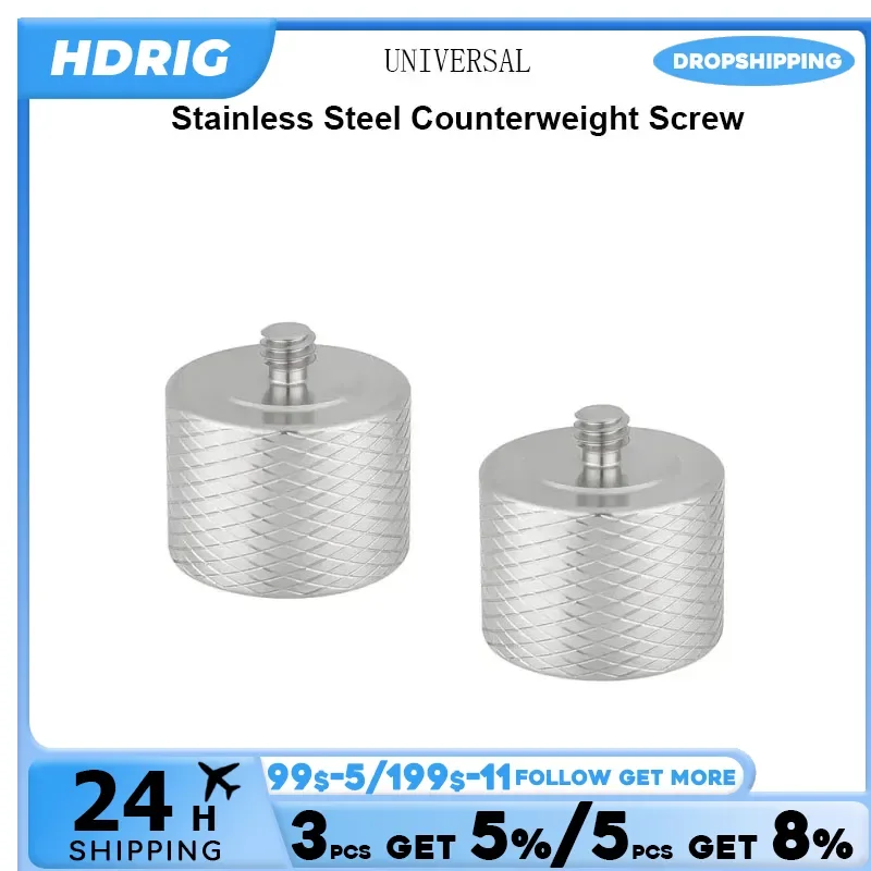 

HDRIG Counterweight Screw Stainless Steel 1/4"-20 Male 150g 200g Counterweight Screw For DSLR Camera Accessories 2 pieces