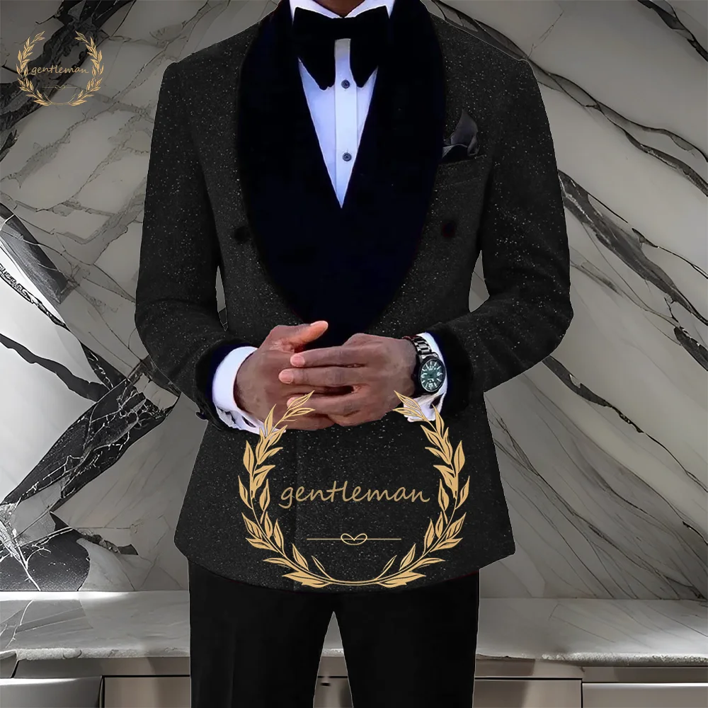 

Luxury Shine Blazer Suit 2PC Set with Matte Trousers Special Occasion Attire Glamorous Yet Professional Custom Made