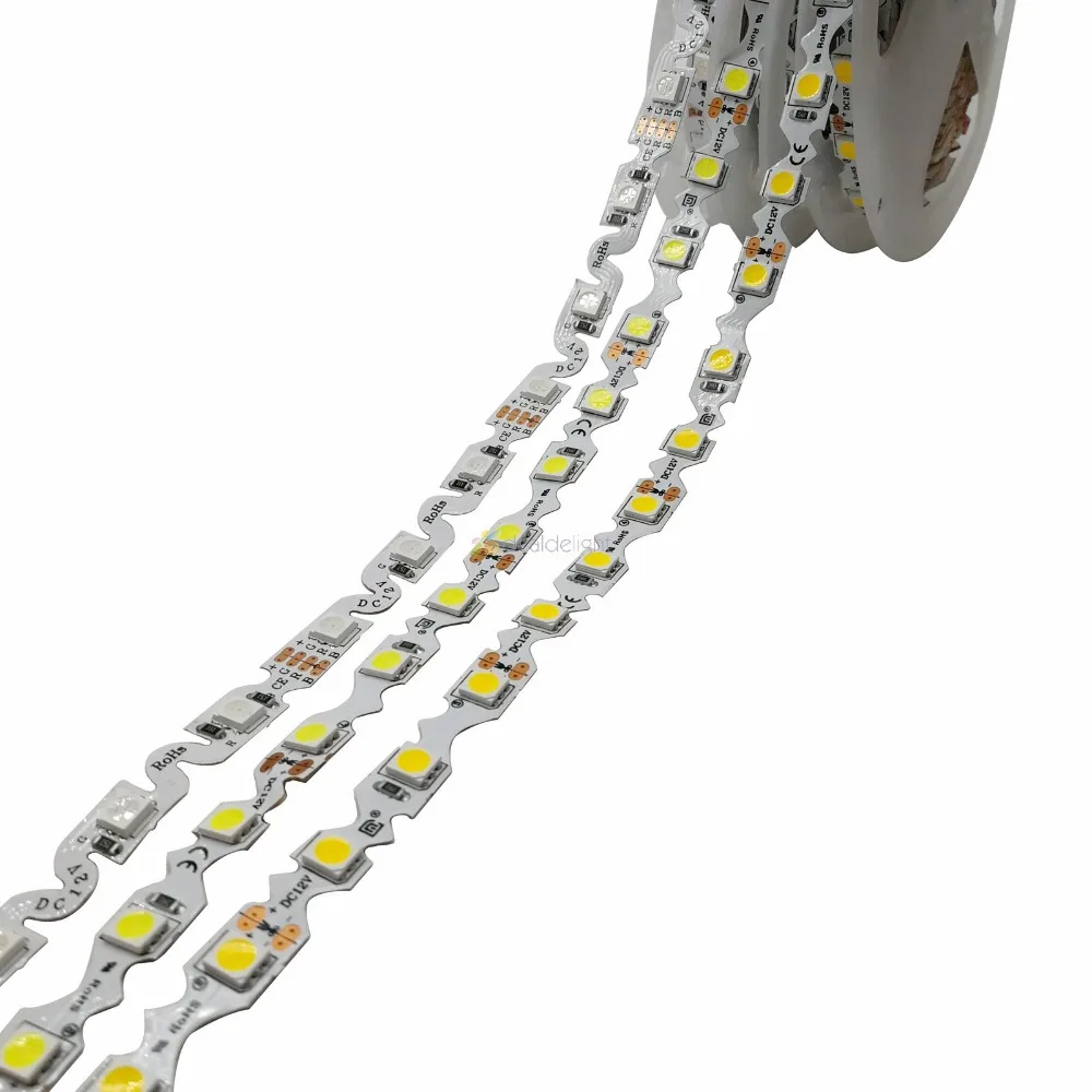 

S Shape 5050 SMD LED strip 60Led/m,Free Bending LED tape, white/warm white/RGB, DC12V Non-waterproof 5m/lot for Channel Letter