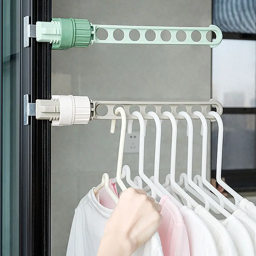 Space Saving Closet Organizer Window Frame Multifunction Clothes Hanger Multi-port Support Drying Rack