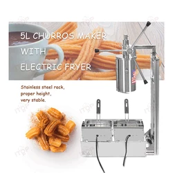 Jop hiszpania Churros Maker 3-otworowe dysze Churros producent maszyna do owoców łaciński 5L Churros Hopper 12L frytkownica dwugarbowa 110V 220V