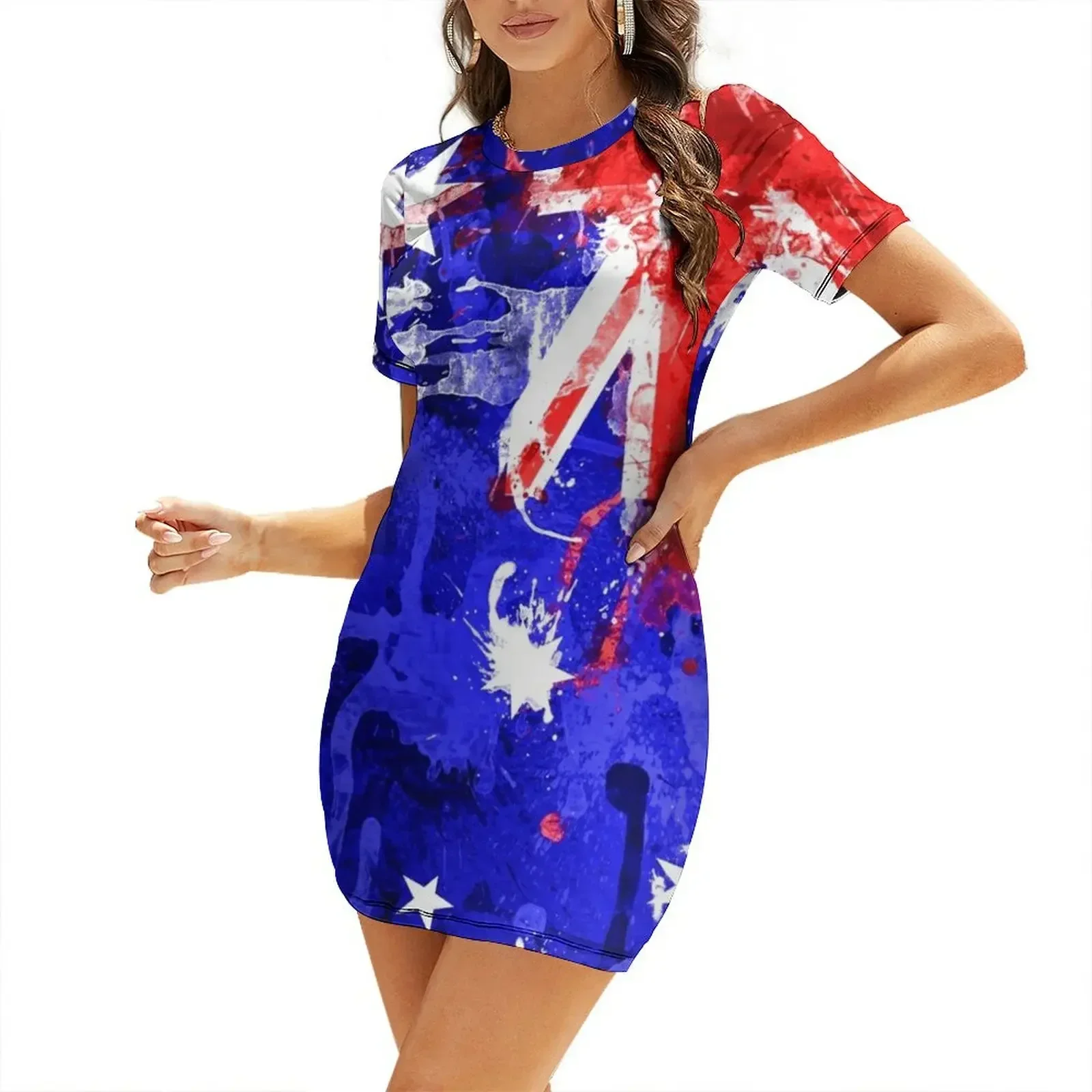 Australian Flag Graphic Design Short-Sleeved Dress birthday dress for women Summer dresses for women bandage dress