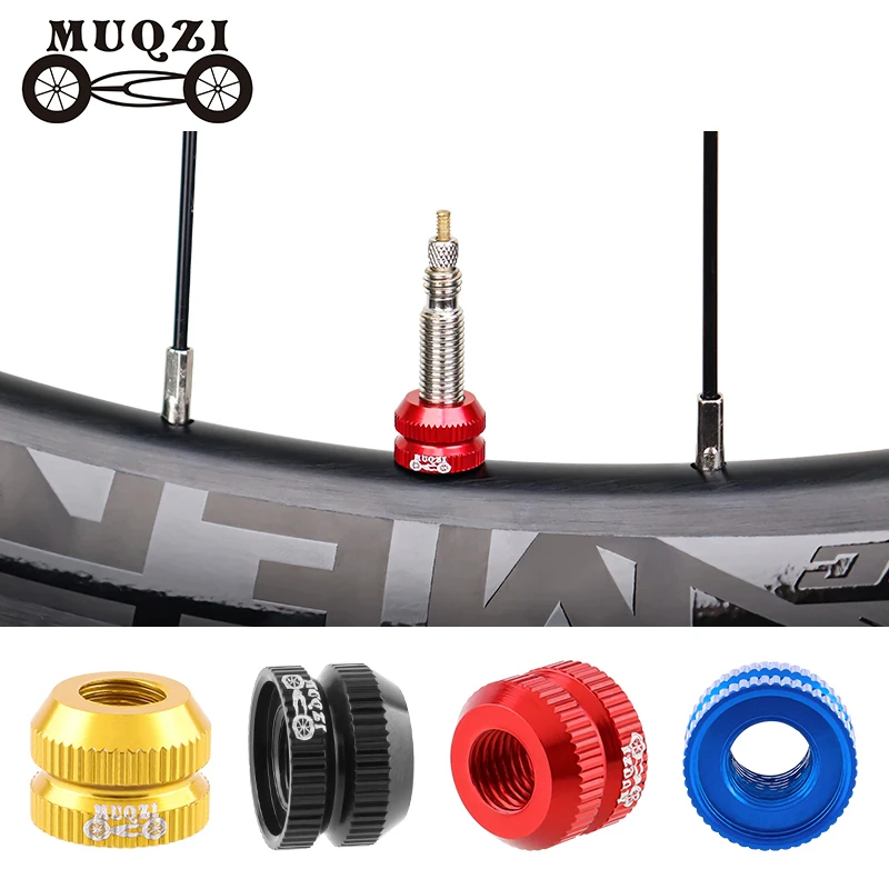 MUQZI 2Pcs Bike Tubeless Tire Presta Valve Nut MTB Road Bicycle Rim Aluminum Ultralight Valve Cap Cycling Repair Parts