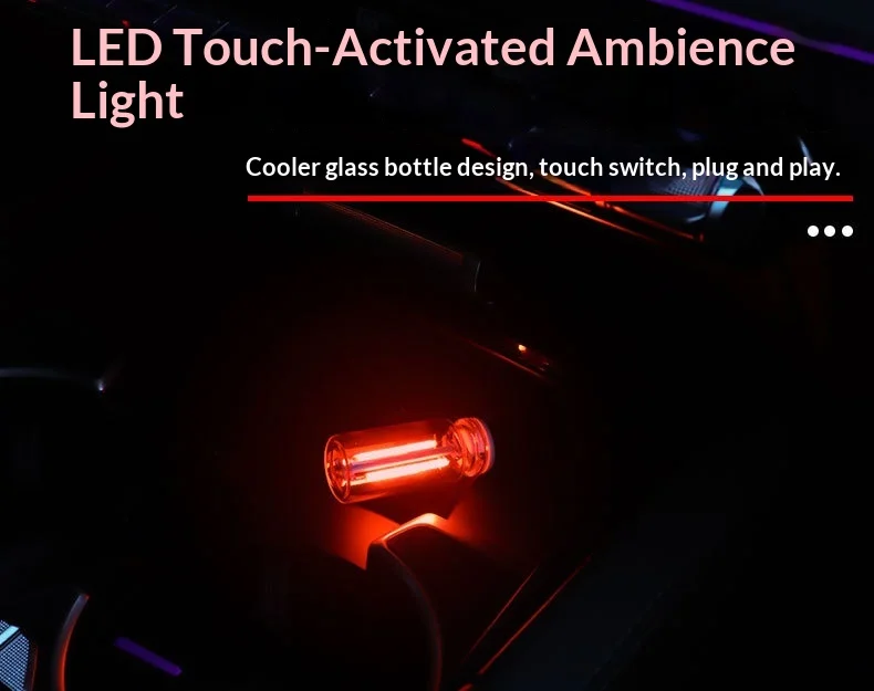 USB Touch Dimmable Mini LED Ambient Light Ceramic Glass Bottle DIY Creative Night Light For Bedroom Bedside Car Decor 7 Colors