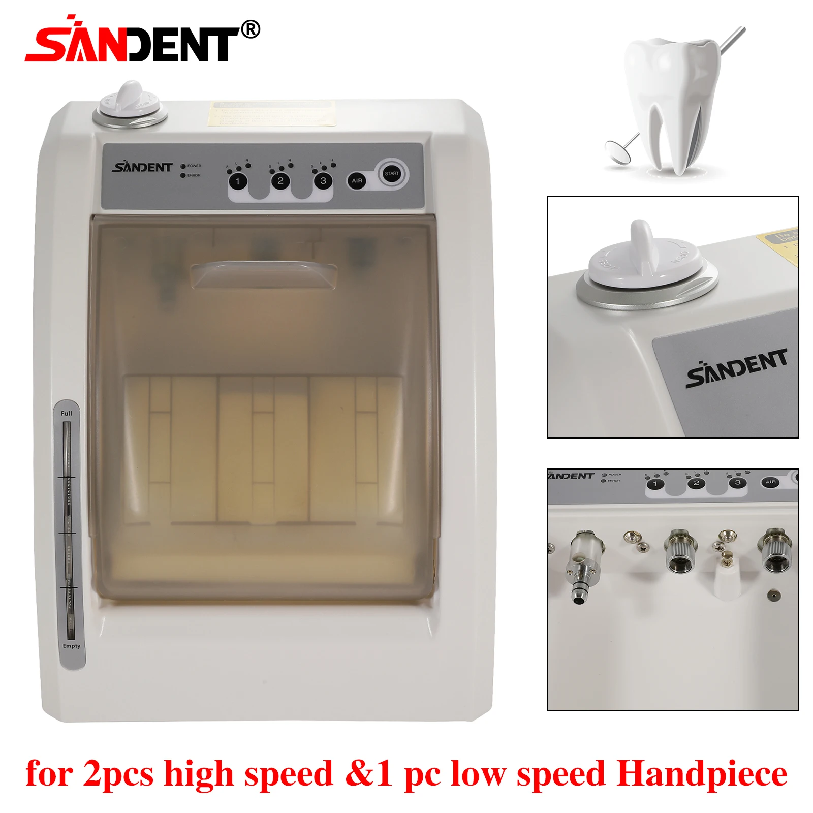 

Dental Handpiece Oiler Automatic Maintenance Oiling Lubricating Cleaner Machine with 4 to 2 Adapter