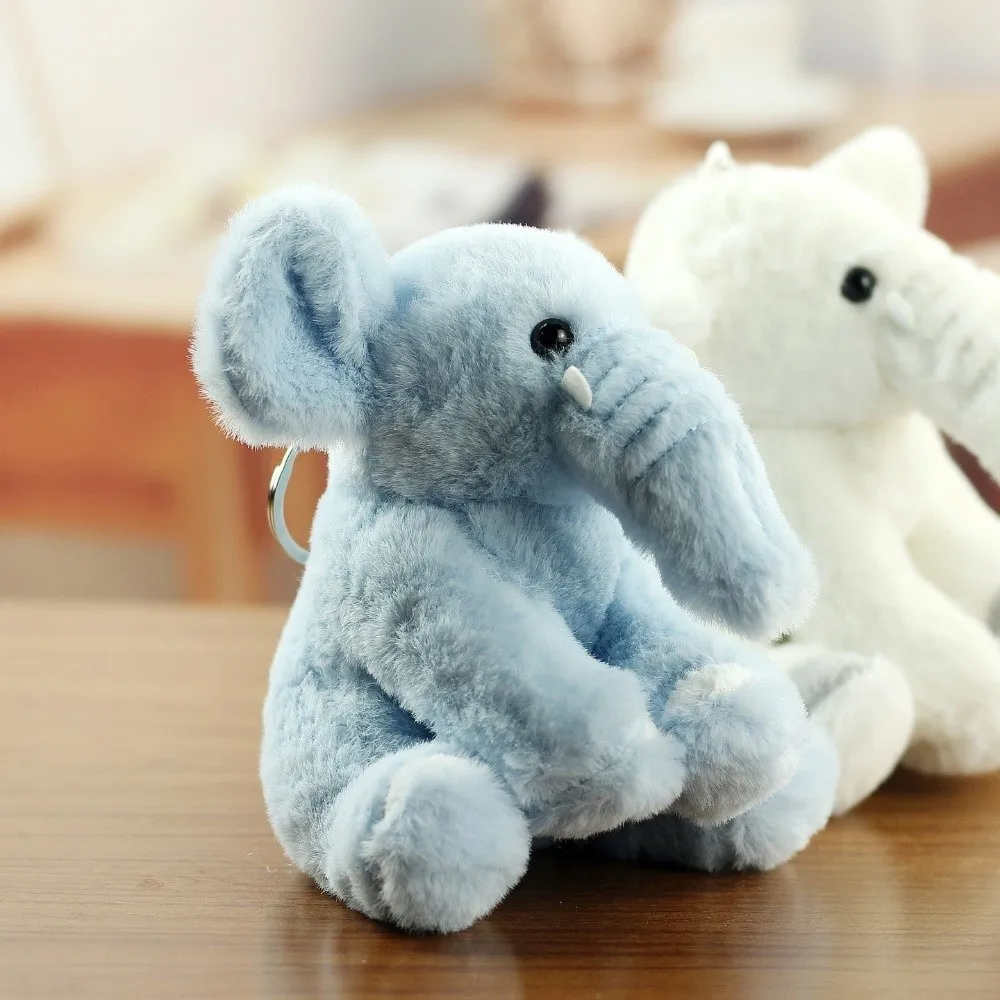 Adorable Polyester Elephant Keyring Cute Cartoon Fluffy Stuffed Keychain Portable Soft Animal Bag Pendant