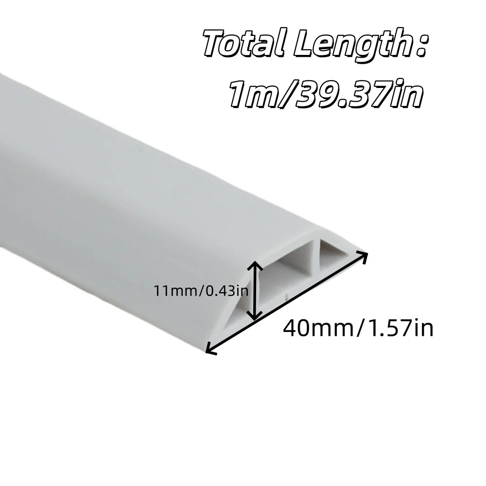 1pc 1m/39.37in Wear-resistant Trunking Fixed Wire Trunking with Adhesive Backing Soft Rubber Self-adhesive Wire Casing