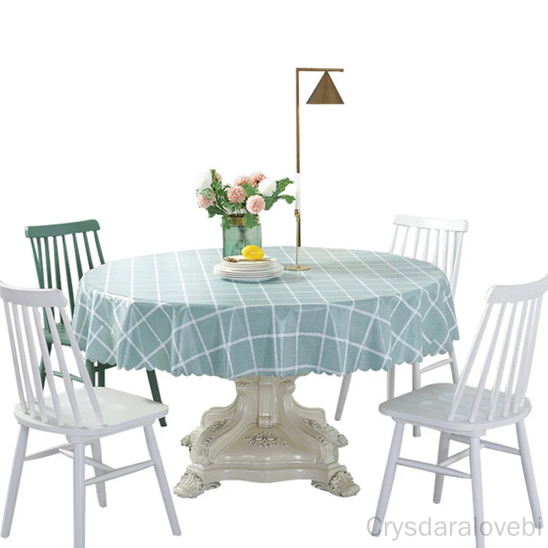 Round Table Cloth Pastoral PVC Plastic Kitchen Tablecloth Waterproof Oilproof Elegant Fabric Table Cover Decoration Home Hotel