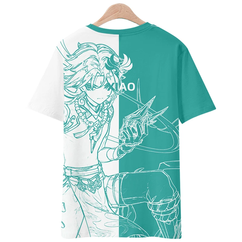 Animacja T-shirt z krótkim rękawem mężczyzn Genshin uderzenie wokół mandrill orzech luźna gra studenckie spodenki koszulka z motywem anime