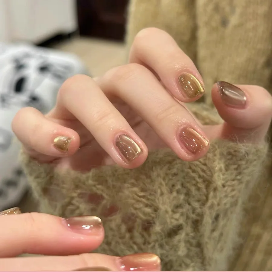 SHAKA 1pcs Autumn Popular Golden Crow Soar Cat Eye Gel Nail Polish 2026 New Ice Transparent Flesh Color Glass Bead Nail Art