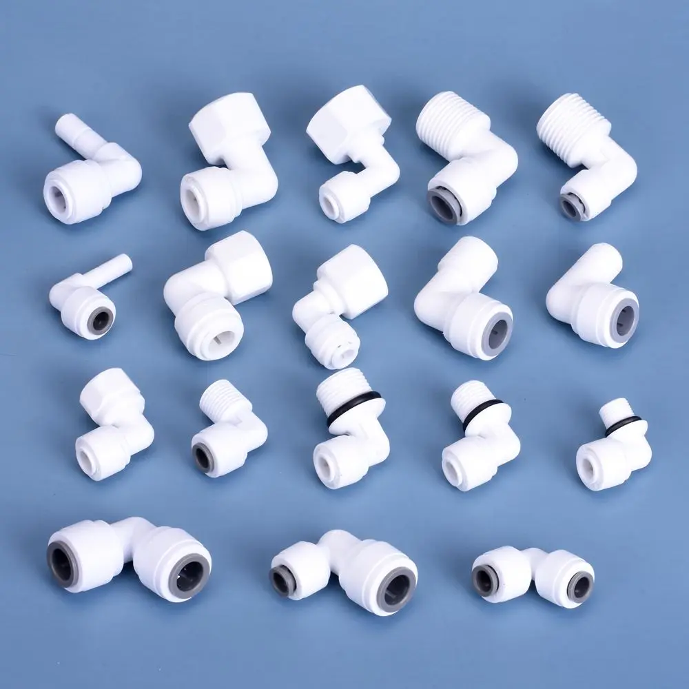 

Детали фильтра обратного осмоса: прямоугольный коленчатый фитинг, соединение шланга 1/4 дюйма, соединитель с наружной/гнездовой резьбой 3/8 дюйма