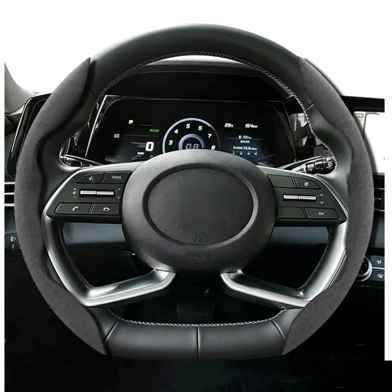 Premium Carbon Look Steering Wheel Wrap Compatible with Tucson Elantra Avante I30 Creta I10 Santa Fe Kauai Auto Mod