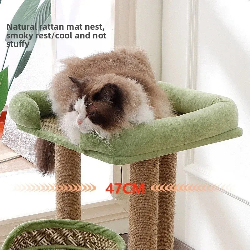 

Cats Toys Space - Saving Cat Tree with Integrated Cat Nest and Jute - Made Scratching Board Sturdy and Stable Cat Climbing Frame