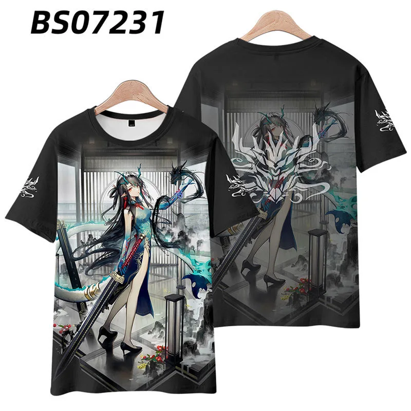 Arknights Dusk T-shirt cetak 3D mode musim panas leher bulat lengan pendek pakaian jalanan permainan populer ukuran besar