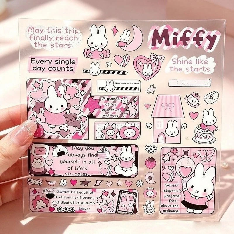 Cartoon Kawaii Pink Sweet Stickers Waterproof Decoration Nail Art Stickers Good Stickiness Good Quality Good Looks Simple Miffy