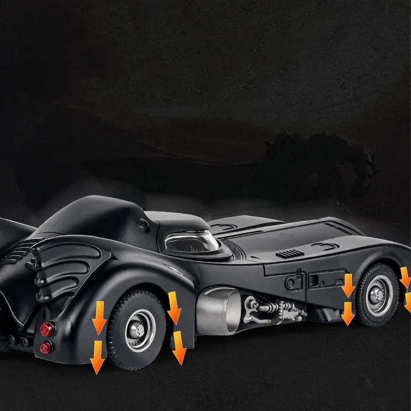 1:24 Batmobile Bat 1989 Pressofuso in lega Modello di auto Simulazione in metallo Suono Luce Tirare indietro Hot Wheels Kid Regalo di Natale Decorazione