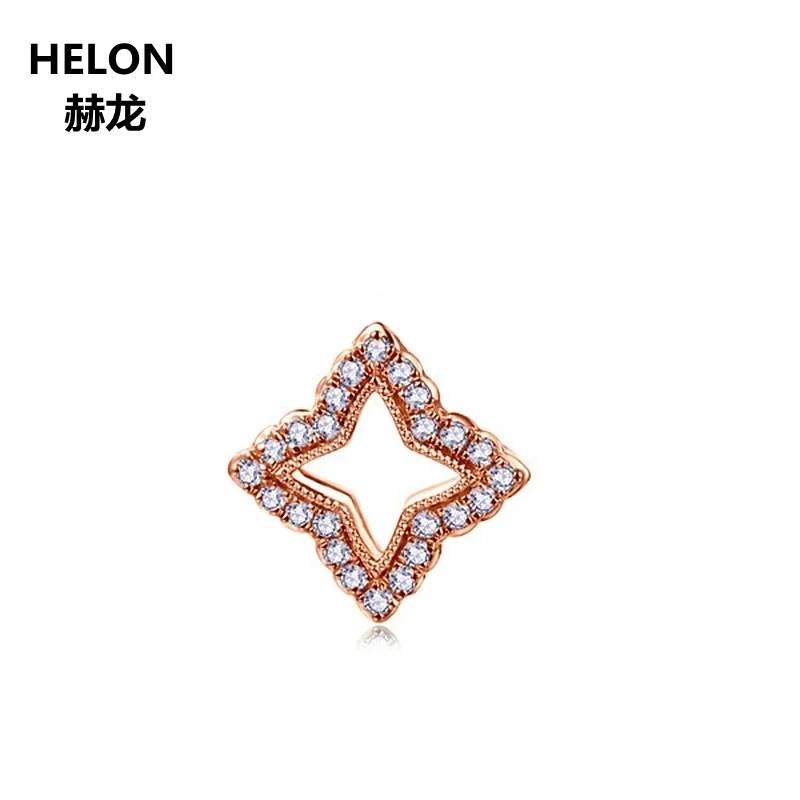 

Solid 14k Rose Gold Natural Diamonds Women Pendant Unique Stars Fine Jewelry