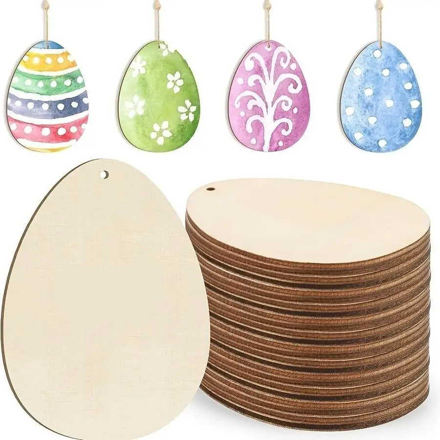 1/5/10/20/50/100pcs Wooden Easter egg decorations, props for party photo booths, unfinished wooden decor for DIY projects—ideal
