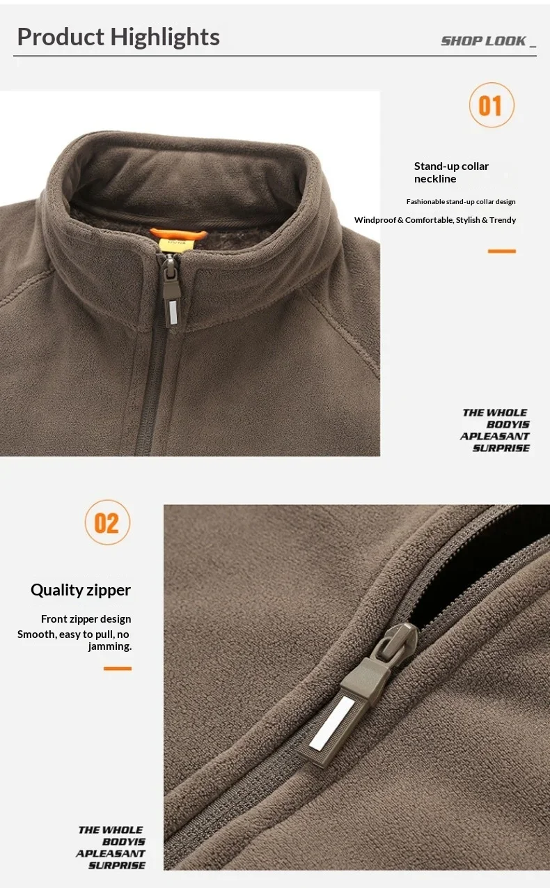 Dicke Fleece-Militärjacken für Herren, Herbst-Winter, warm, winddicht, lässige Parka-Mäntel, Streetwear, Vintage, schwere Oberbekleidung, Parkas – Detail 5