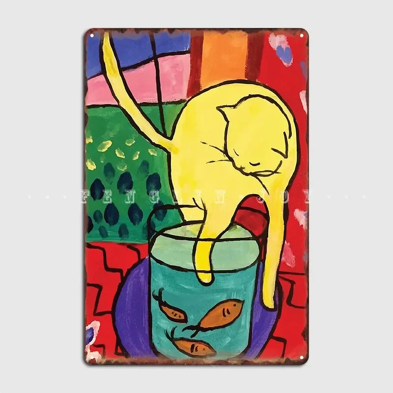 Henri Matisse The Cat With Red Fishes Metal Sign Pub Party Personalized Painting Décor Tin Sign Posters