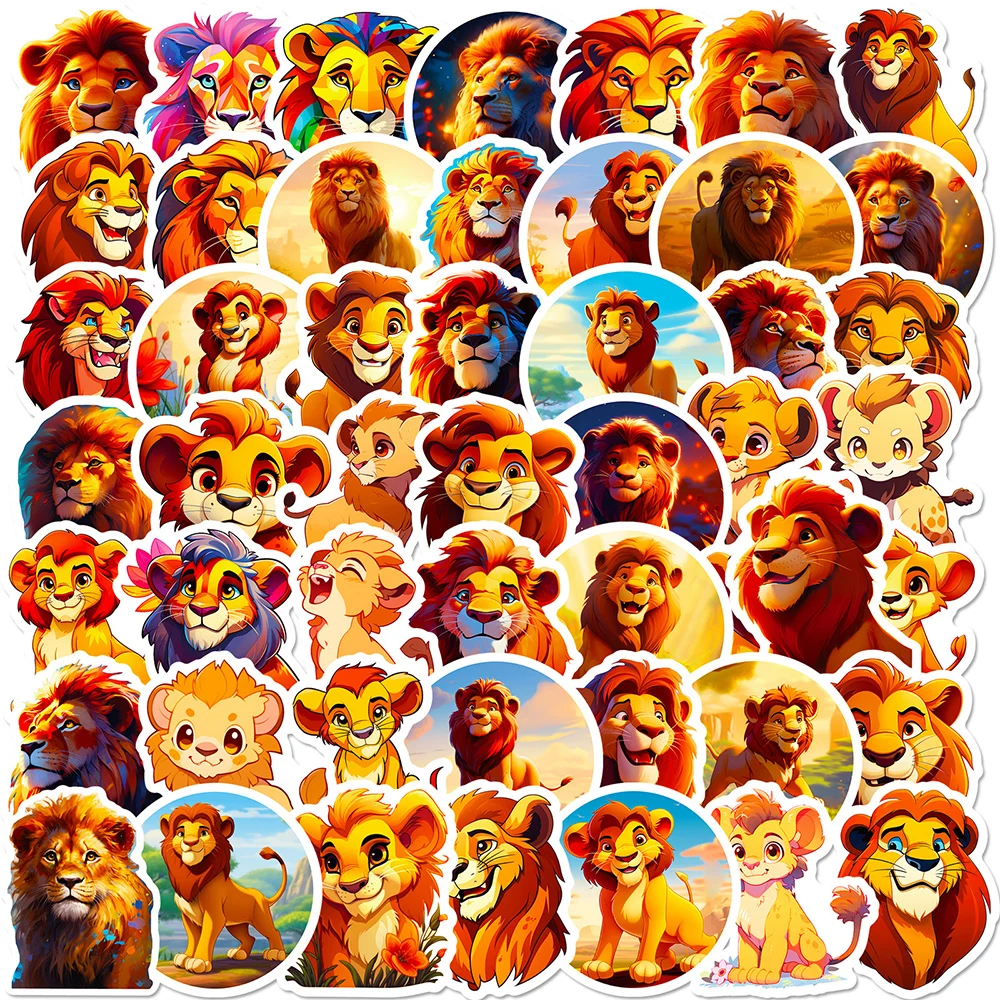 Disney Cartoon O Rei Leão Adesivos, Decalques do filme Simba, Papelaria DIY, Laptop, Telefone, Carro, Etiqueta bonito, Brinquedo das crianças, 10 pcs, 30 pcs, 50pcs