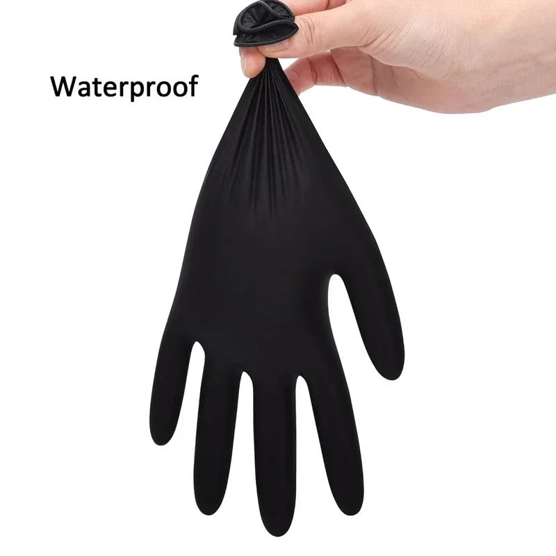 10/20/50/100 Stück Einweg-PVC-Handschuhe aus schwarzem Nitril, wasserdicht, latexfrei, für die Autoreparatur, lebensmittelechte Arbeitshandschuhe zum Färben von Haaren – Detail 15
