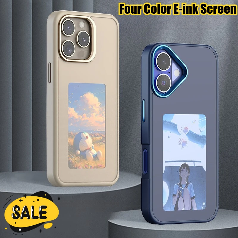 

Four Color E-ink Screen NFC Function AI Phone Case for Iphone 16 15 14 13 Pro Max DIY Cases Shockproof Anti-scratch Phone Case