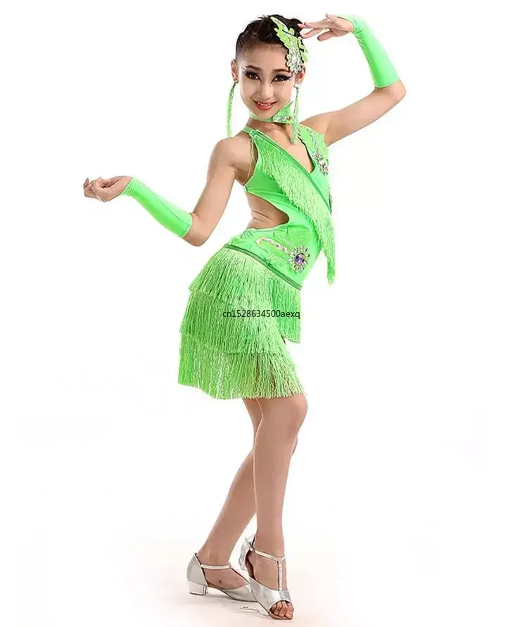 New Latin Dress Kids Fringe Ballroom Tango Samba Salsa Dance Competition Dresses Sale Dance Wear Latin Dance Dress For Girls