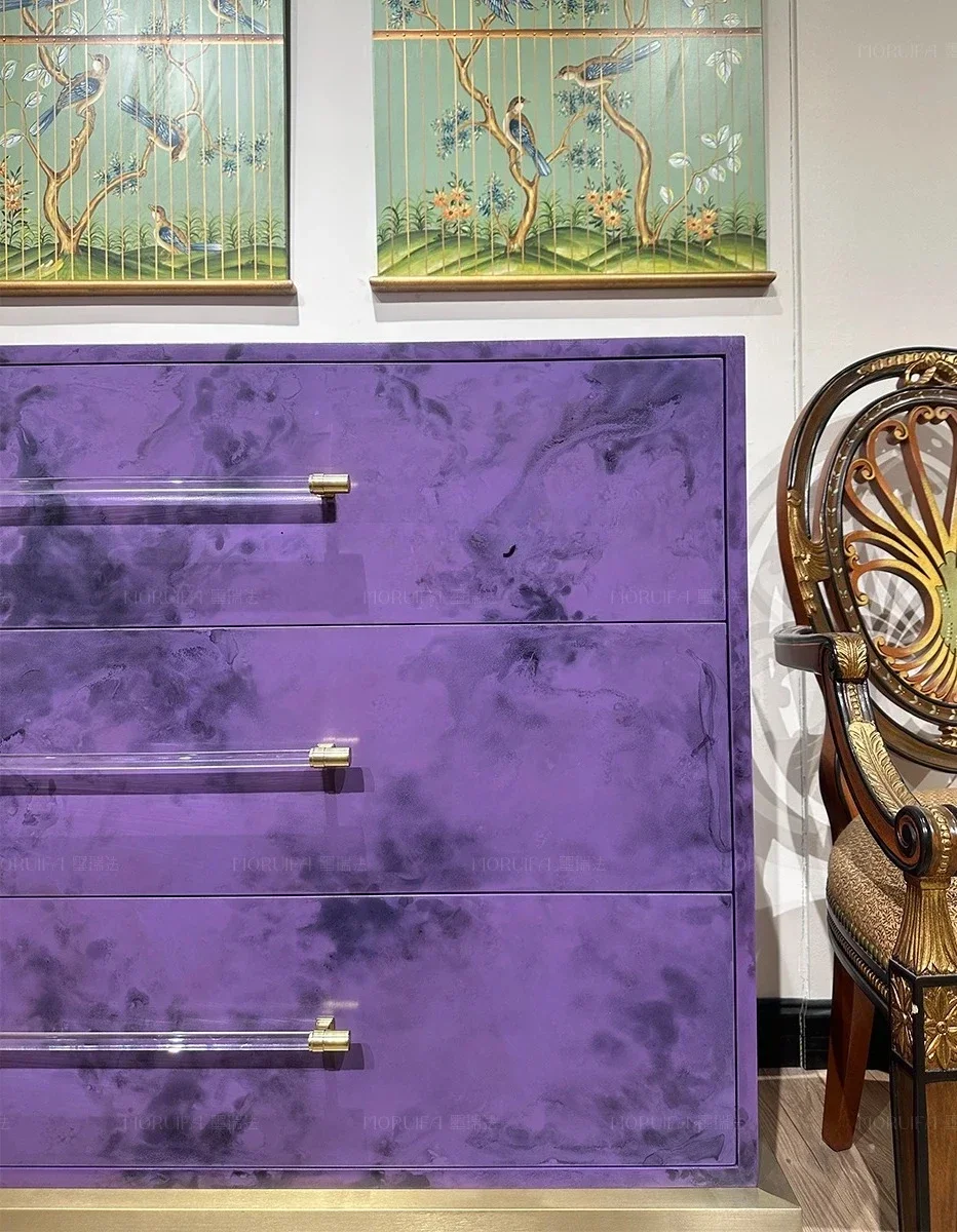 Three-bucket cabinet household living room entrance bedroom storage side cabinet national style medieval