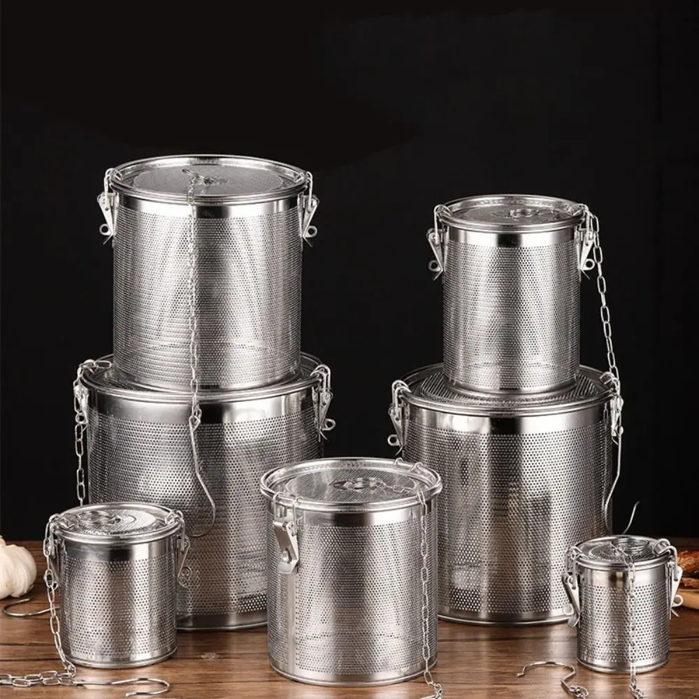 Saringan Bumbu Masakan Stainless Steel 304 dengan Pengait Rantai, Infuser Bola Teh Jaring Halus, Anti Karat dan Tahan Korosi