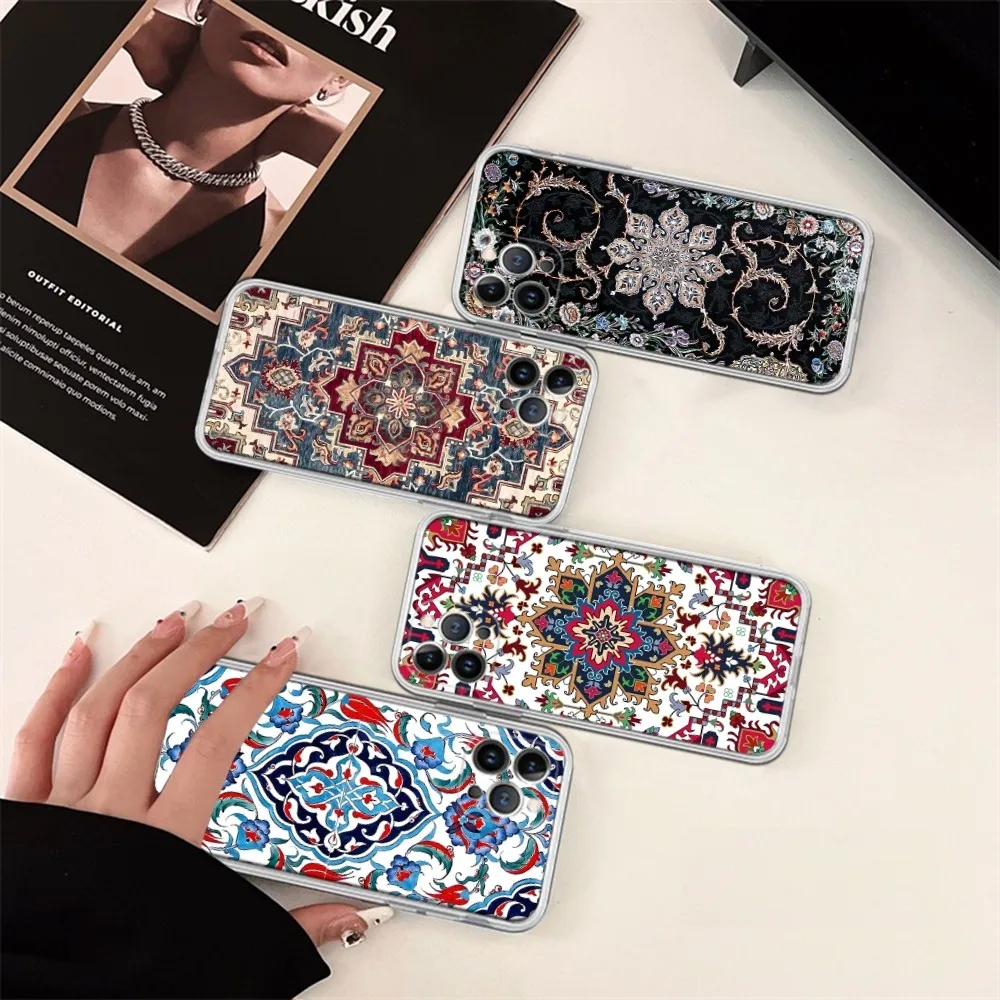 Persian carpet Floral pattern Phone Case Silicone Soft for iphone 15 14 13 12 11 Pro Mini XS MAX 8 7 6 Plus X XS XR Cover