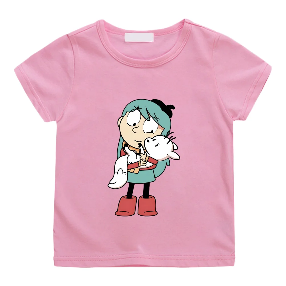 Hilda and her pet Zhizhi 100%CottonT-shirts High Quality styleShort Sleeve BoysGirls Children T Shirt Graphic Printing Camisetas