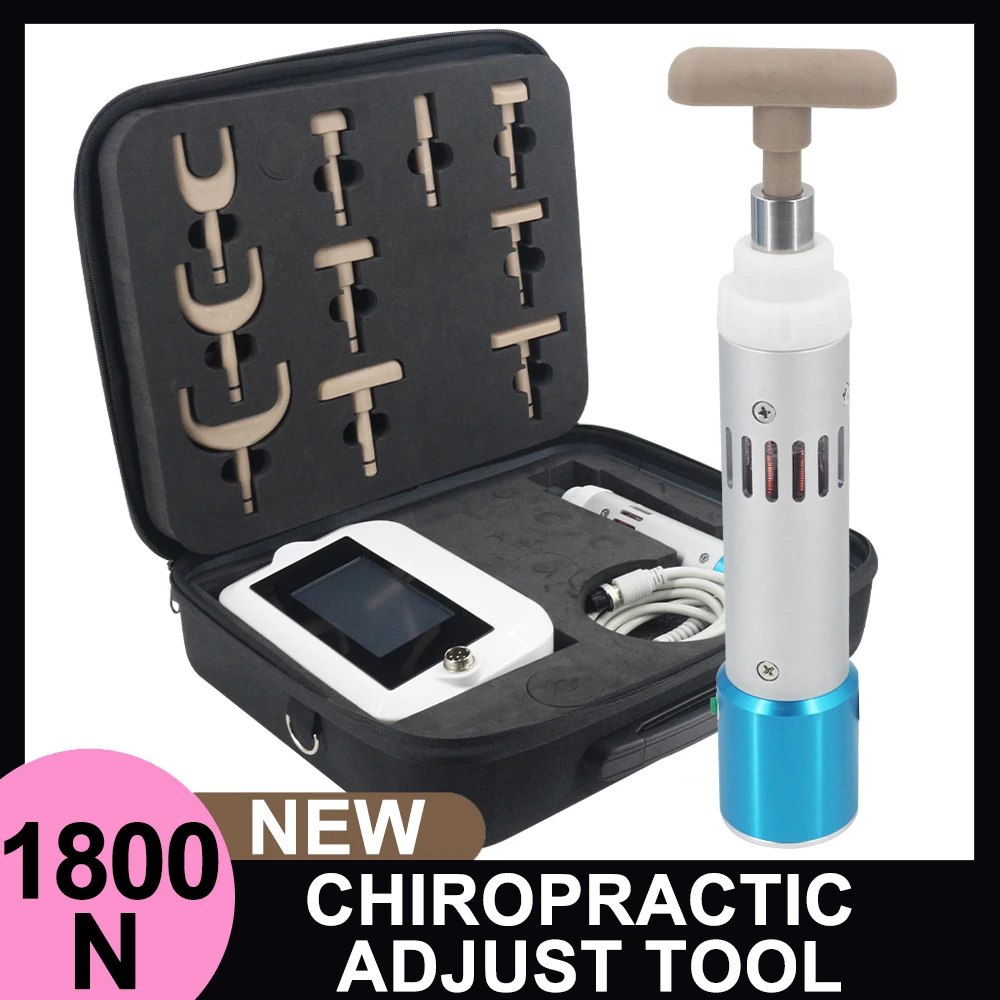 1800N Chiropractic Adjusting Tool Gun Set Spine 10 Heads Therapy Adjust Vertebration Tool Body Massager Professional