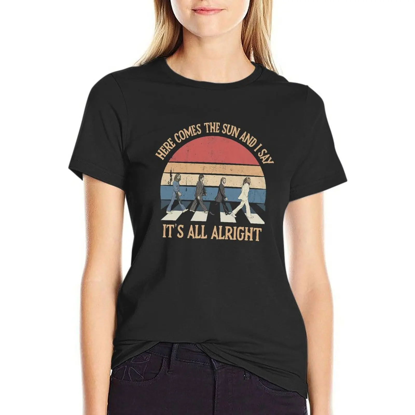 Here Come The Sun and I Say It's All Alright Vintage T-Shirt anime hippie clothes summer clothes for Women