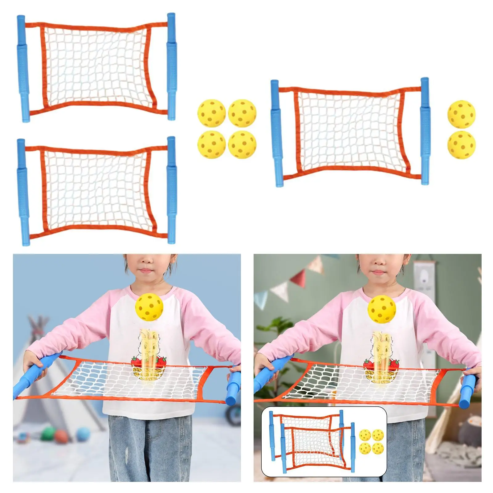 Ball Game Set Sensory Integration Skills with Launch Mesh Nets Sports Toy