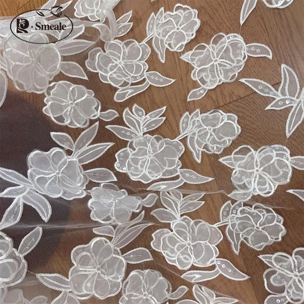 3D Sequin Lace Fabric, Hand Sewing, Wedding Dress, Fashion Show, DIY, High-end Design,  White, RS4881, New