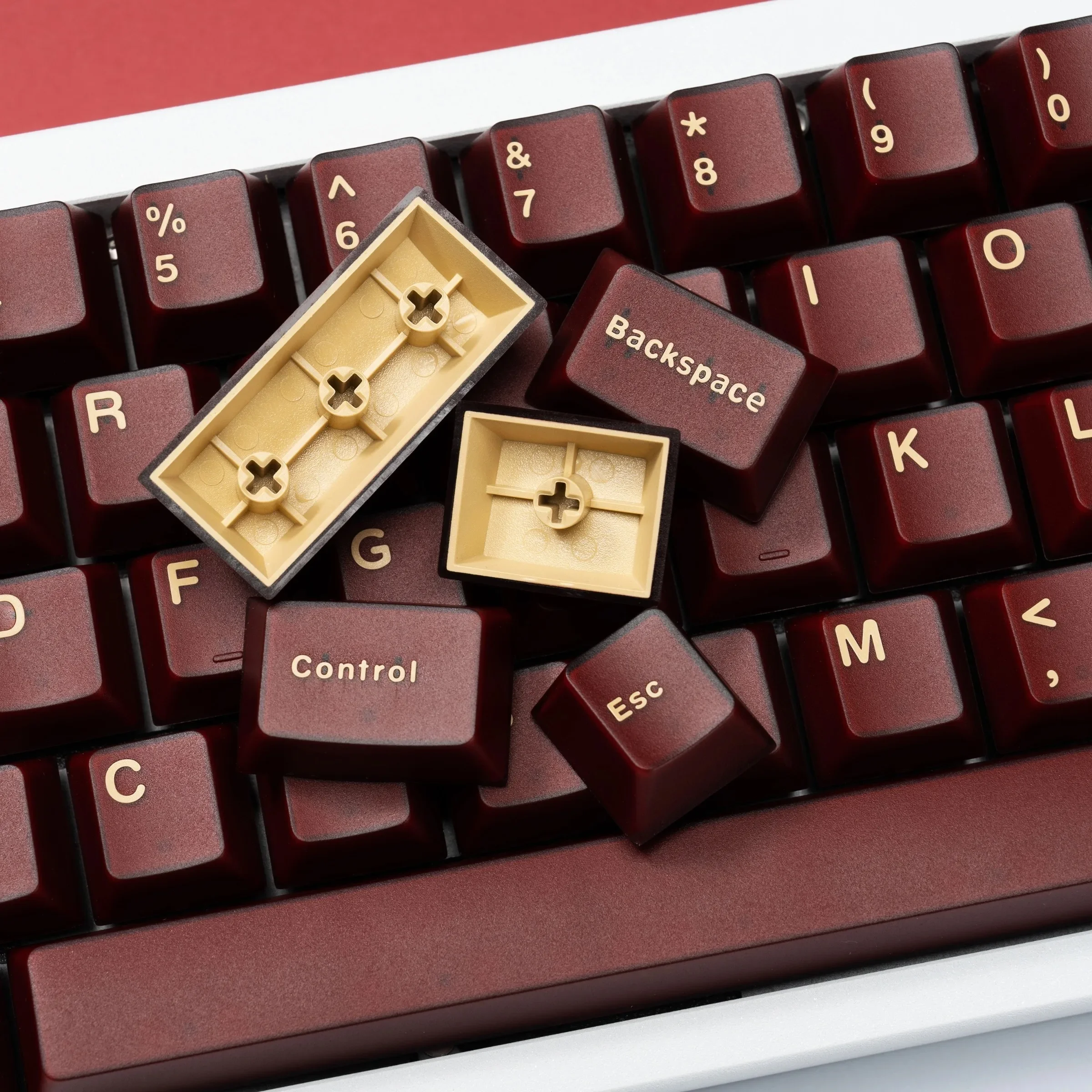 Red transparent keycap original height ABS two-color two-color keycap mechanical keyboard