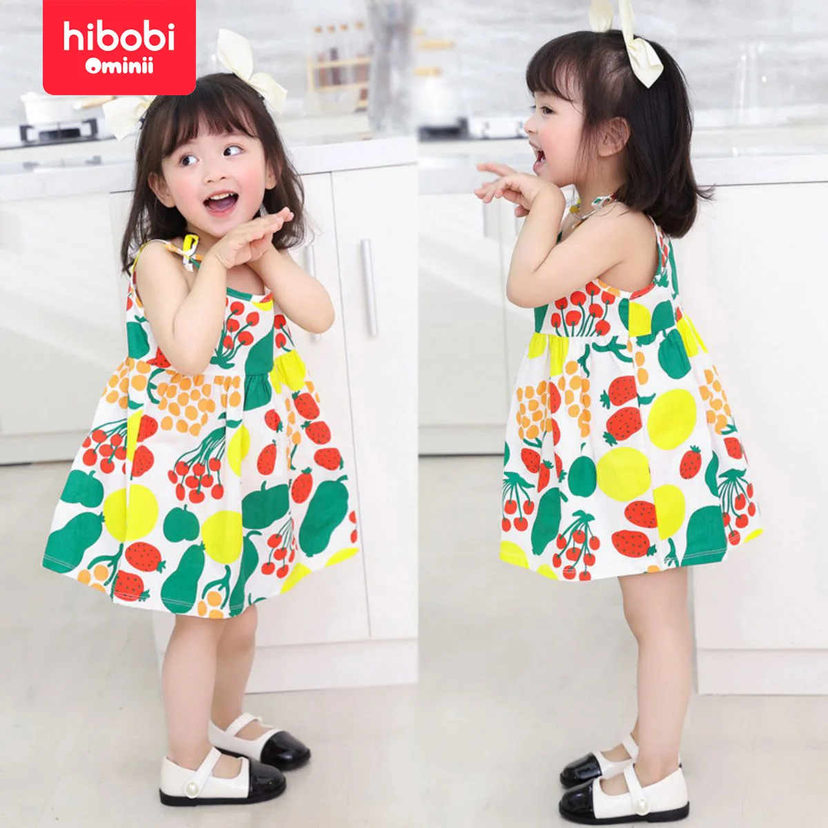 hibobi Summer Toddler Girl Floral Princess Dress Cotton Silk Beach Dress Pastoral Simple Style Sweet Round Neck Suspender Dress