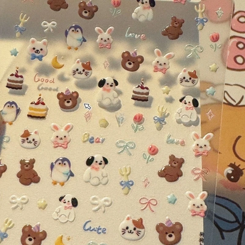 1 Sheet Kawaii Cartoon Animal 5D Puffy Dog Cat Stickers Retro DIY Craft Scrapbook Decals for Laptop Phone Case view 3