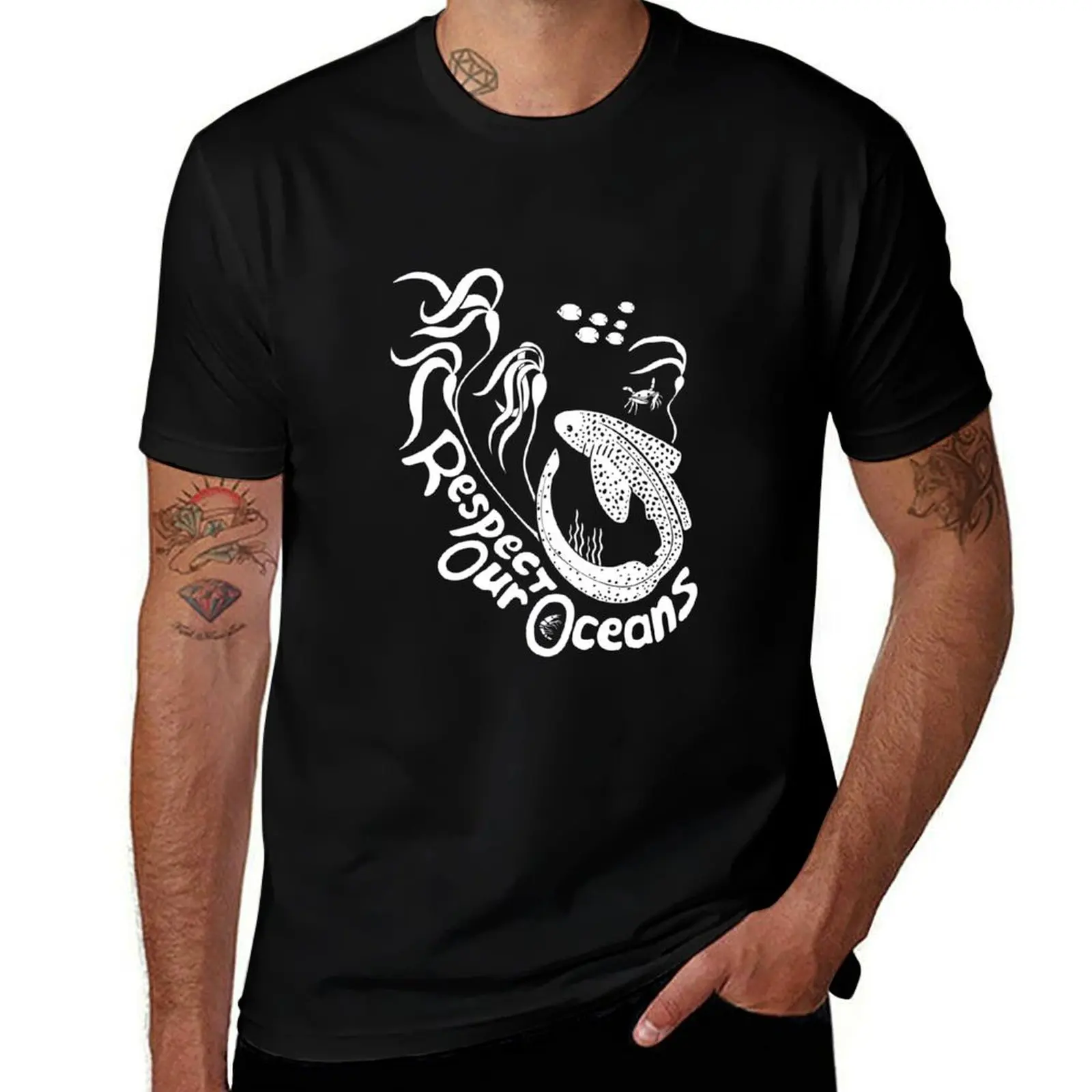 Respectons nos océans ! T-shirt décontracté en coton à manches courtes et doux