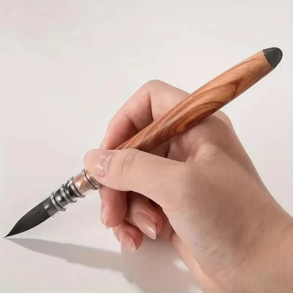 High Quality Art Brush Nylon Fiber Soft Round Tip Watercolor Brush Both Ends Use 2-in-1 Design Edge Hook Line Pen Art Tool
