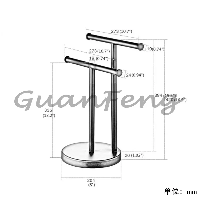 Freestanding Bathroom Towel Rack, Double T Shape Towel Holder Stand with Weighted Base for Countertop