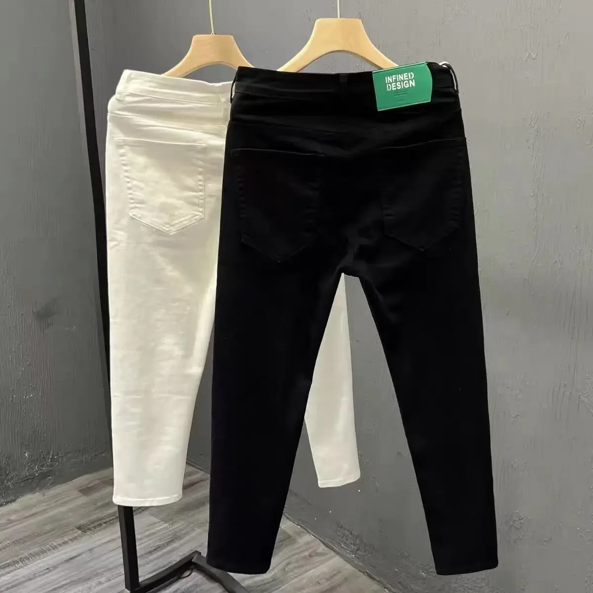 Male Cowboy Pants White Jeans for Men Cropped Trousers Straight Black High Quality Wide Leg Korean Fashion Spring Autumn Luxury